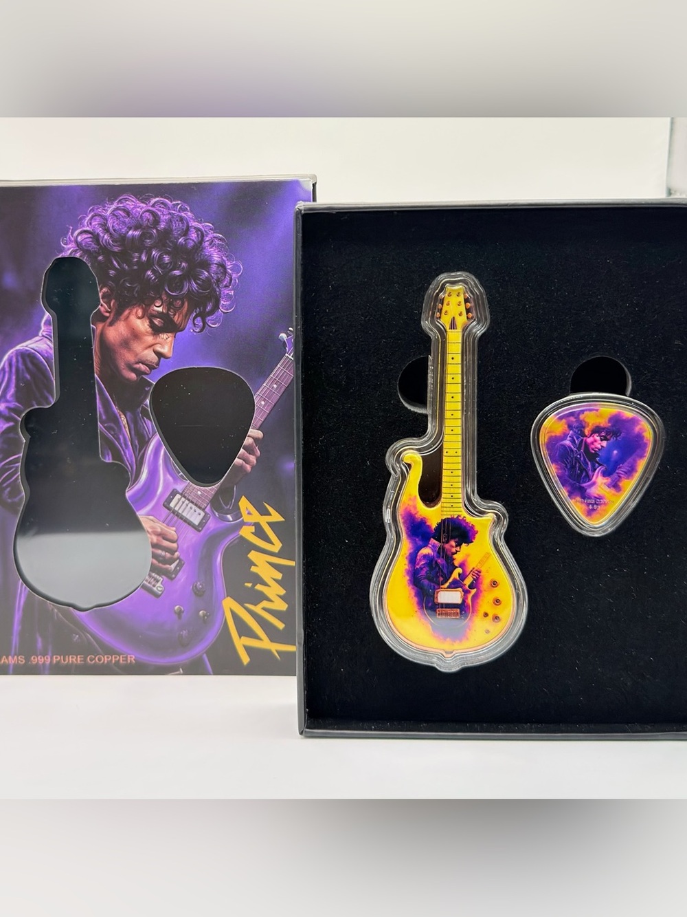 Prince Limited Edition Guitar & Pick Collection .999 Pure Copper Coin Set w/ Box